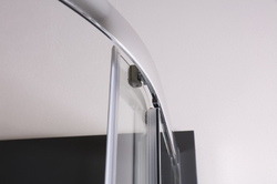 Čtvrtkruhový sprchový kout s vaničkou BILBAO, Barva rámu zástěny - Hliník chrom, Provedení - Univerzální, Výplň - Čiré bezpečnostní sklo - 5 mm, Šíře - 90 cm, Hloubka - 90 cm