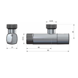 ARCO rohový ventil A-80 1/2'x3/8', anticalc, černá (202511)
