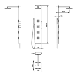 POLYSAN SPIRIT SQUARE termostatický sprchový panel nástěnný, 250x1550mm, bílá (81151)