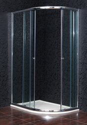 ARTTEC Sprchový kout čtvrtkruhový KLASIK 110 x 80 cm čiré sklo s vaničkou z litého mramoru STONE levé provedení