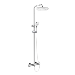 MEREO Termostatická nástěnná sprchová baterie s hadicí, ruční a talířovou hranatou sprchou 255x190mm (CB60104TSJ)