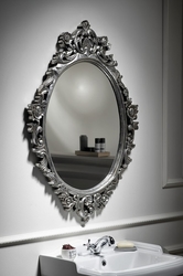 SAPHO DESNA oválné zrcadlo v rámu, 80x100cm, stříbrná (IN344)