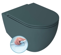 Isvea INFINITY závěsná WC mísa, Rimless, 36,5x53cm, zelená petrol (10NF02001-2P)