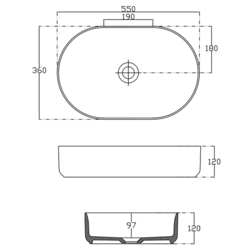 SAPHO INFINITY OVAL keramické umyvadlo na desku, 55x36 cm, černá mat (10NF65055-2N)