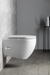 INFINITY závěsná WC mísa Rimless, integrovaný ventil a bidet. sprška, 36,5x53 cm, bílá