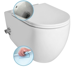 ISVEA - INFINITY závěsná WC mísa Rimless, integrovaný ventil a bidet. sprška, 36,5x53 cm, bílá (10NFS1001I)