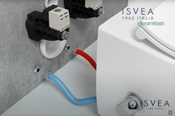 ISVEA INFINITY CLEANWASH závěsná WC mísa Rimless, integrovaná baterie a bidet. sprška, 36,5x53cm, bílá (10NFS1005I)