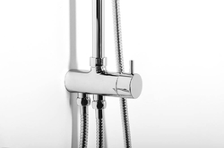 Sprchový sloup k napojení na baterii, pevná a ruční sprcha, kulatý, chrom