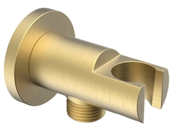 SAPHO Držák sprchy kulatý středový, pevný, s vyústěním, zlato mat (1205-09GB)