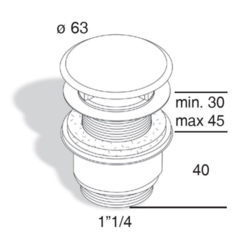 OMP TEA  Umyvadlová výpust 5/4“, neuzavíratelná, velká krytka, tl.30-45mm, chrom (147.555.5)