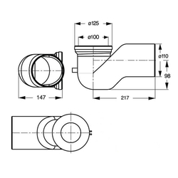 BRUCKNER Koleno 90 dopojení k WC, Offset, 110 mm (159.316.0)