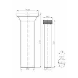 BRUCKNER Set WC dopojení - přímé 250 mm, propojovací díl 180 mm (159.322.0)