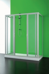 Sprchové dveře MAESTRO CENTRALE, Výška - 185 cm, Barva rámu zástěny - Plast bílý, Provedení - Univerzální, Výplň - Polystyrol 2,2 mm (acrilico), Šíře - 140 cm