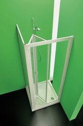 Sprchová zástěna DOMINO, Výška - 185 cm, Barva rámu zástěny - Plast bílý, Provedení - Univerzální, Výplň - Polystyrol 2,2 mm (acrilico), Šíře - 80 cm