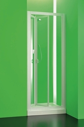 Sprchová zástěna DOMINO, Výška - 185 cm, Barva rámu zástěny - Plast bílý, Provedení - Univerzální, Výplň - Polystyrol 2,2 mm (acrilico), Šíře - 85 cm