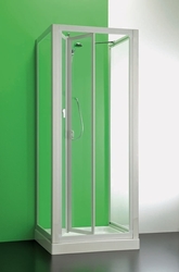 Sprchová zástěna DOMINO, Výška - 185 cm, Barva rámu zástěny - Plast bílý, Provedení - Univerzální, Výplň - Polystyrol 2,2 mm (acrilico), Šíře - 90 cm