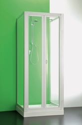 Sprchová zástěna DOMINO, Výška - 185 cm, Barva rámu zástěny - Plast bílý, Provedení - Univerzální, Výplň - Čiré bezpečnostní sklo - 3 mm, Šíře - 90 cm