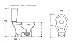 WC kombi CARMINA - spodní odpad, WC sedátko - Bez sedátka