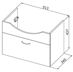 Skříňka s keramickým umyvadlem VIKY 55/65/80, Nábytek Viky - 54 x 44,5 x 14,5 cm