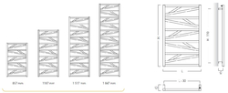 Koupelnový radiátor TRICK, Připojení radiátoru - Spodní připojení, Rozměr radiátoru - 530 × 1517 mm, výkon 704 W, Radiátory - Barevné provedení - Černá