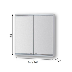 Vrchní zrcadlová skříňka ARLES s LED osvětlením, Rozměry skříněk - 50 × 64 ×15 cm