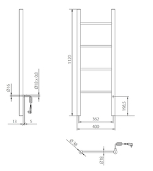 Elektrický sušák PRIMAVERA, Barevnice - C34 bílá matná, Rozměry sušáků - 400 × 1120 × 88-98 mm, 87 W