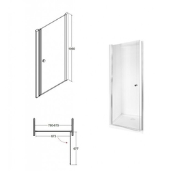 Bezrámové sprchové dveře SINCO, Výška - 195 cm, Barva rámu zástěny - Hliník chrom, Provedení - Univerzální, Výplň - Čiré bezpečnostní sklo - 6 mm, Šíře - 80 cm