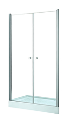 BESCO Bezrámové sprchové dveře SINCO DUE, Výška - 195 cm, Barva rámu zástěny - Hliník chrom, Provedení - Univerzální, Výplň - Čiré bezpečnostní sklo - 6 mm, Šíře - 90 cm (BCSIN90DUE)