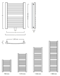 Koupelnový radiátor RETTO, Rozměr radiátoru - 540 × 708 mm, výkon 361 W, Připojení radiátoru - Spodní připojení, Radiátory - Barevné provedení - Bílá