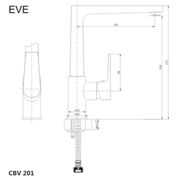 MEREO - Dřezová stojánková baterie, Eve, s plochým ramínkem nad pákou, výška 273 mm, chrom (CBV201)