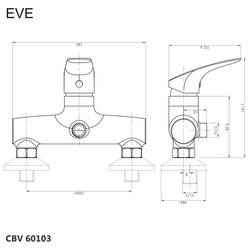 MEREO Sprchová nástěnná baterie, Eve, bez příslušenství, 150 mm, chrom (CBV60103)