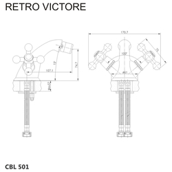 MEREO Bidetová baterie, Retro Viktorie, s výpustí, chrom (CBL501)