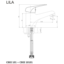 MEREO Umyvadlová stojánková baterie, Lila, bez výpusti, chrom (CBEE10101)