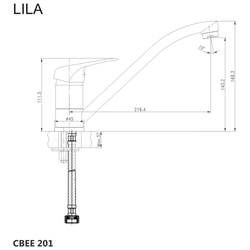 MEREO Dřezová stojánková baterie, Lila, s ramínkem plochým 210 mm, chrom (CBEE201)