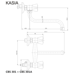 MEREO - Dřezová nástěnná baterie, Kasia, 100 mm, s ramínkem trubkovým ø 18 mm - 200 mm, chrom (CBS301A)