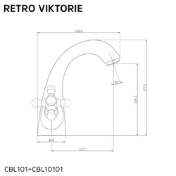 MEREO Umyvadlová stojánková baterie, Retro Viktorie, bez výpusti, chrom (CBL10101)