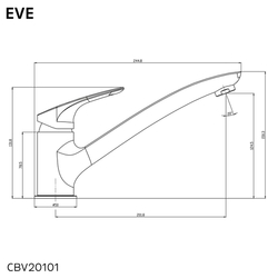 MEREO Dřezová stojánková baterie, Eve, s plochým ramínkem 210 mm, chrom (CBV20101)