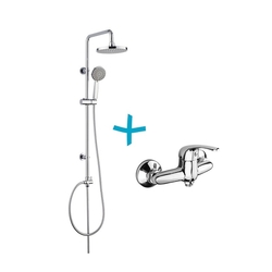 MEREO - Sprchová souprava Lila-plastová hlavová sprcha a třípolohová ruční sprcha vč. sprch. baterie 100 mm (CBEE609A)