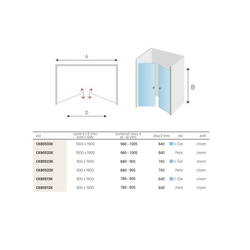 MEREO Sprchové dveře, LIMA, dvoukřídlé, lítací, 95x190 cm, chrom ALU, sklo Point (CK80582K)