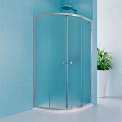 Sprchový set z Kory Lite, čtvrtkruh, 90 cm, chrom ALU, sklo Grape a nízké SMC vaničky