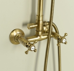 ANTEA sprchový sloup k napojení na baterii, hlavová a ruční sprcha, bronz