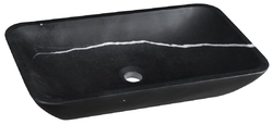 SAPHO BLOK kamenné umyvadlo na desku, 60x35 cm, matný černý Marquin (2401-39)