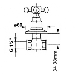 Reitano Rubinetteria  ANTEA podomítkový ventil, teplá, chrom/zlato (3052H)