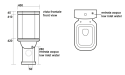 KERASAN WALDORF WC kombi mísa 40x68cm, spodní/zadní odpad, černá mat (411731)