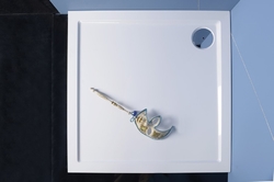 POLYSAN AURA sprchová vanička z litého mramoru, čtverec 90x90x4cm, bílá (43511)