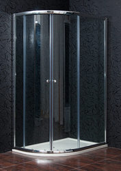 ARTTEC Sprchový kout čtvrtkruhový KLASIK 110 x 80 cm chinchilla sklo s vaničkou z litého mramoru STONE pravé provedení