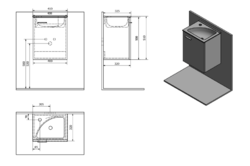 AQUALINE ZOJA/KERAMIA FRESH umyvadlová skříňka 40x50x32cm, dub platin (51048DP)