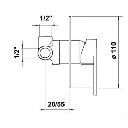 SAPHO RHAPSODY podomítková sprchová baterie, 1 výstup, kulatá destička, chrom (5505X)
