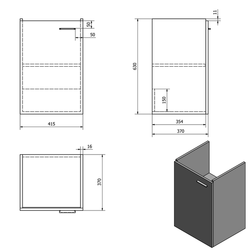 ZOJA umyvadlová skříňka 41,5x63x37,6cm, bílá