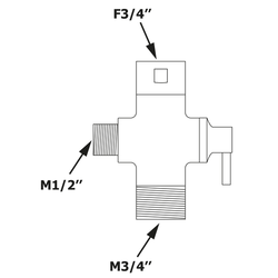 BRUCKNER Přepínač sprchového sloupu F3/4"-M1/2"xM3/4" (612.139.1) (612.139.2)